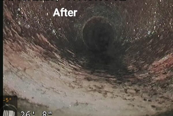Camera view of a sewer line cleaned and descaled by Bulldog